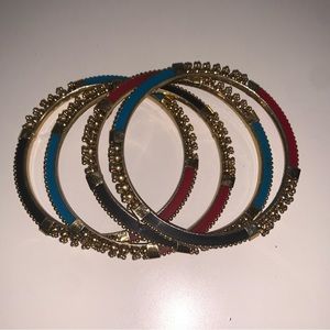 Four Bollywood Color Block Bangles One Size
